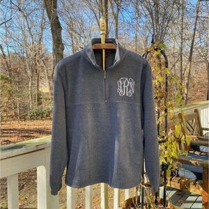 Harriton Grey Fleece Monogrammed 1/4 Zip Pullover
